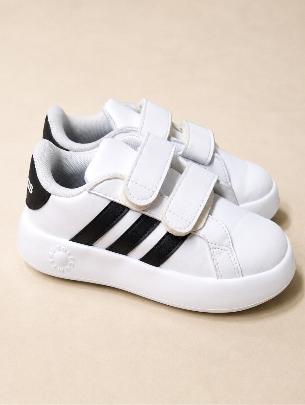Adidas Grand Court 2.0 Toddler 8K White Black Velcro Sneakers ID5271